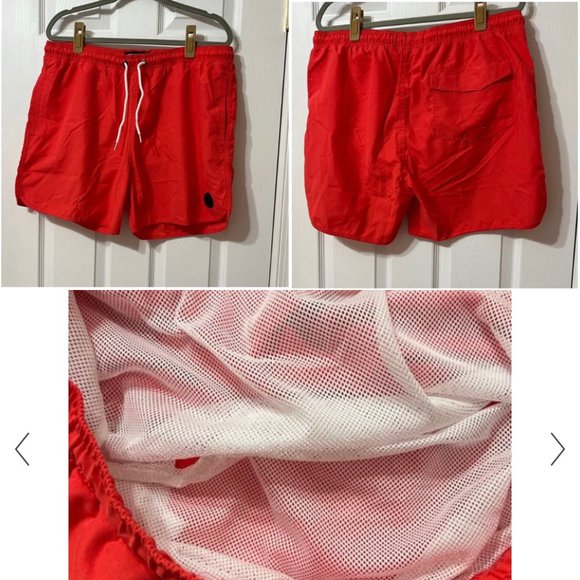 Surf Mentality NWOT  Sz XL Red Orange Lined Swim Shorts - Picture 1 of 4
